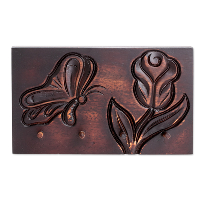 Hand-Carved Wood Key Holder from Costa Rica