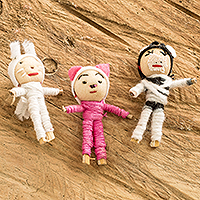 Worry dolls, 'Little Farm' (set of 3)