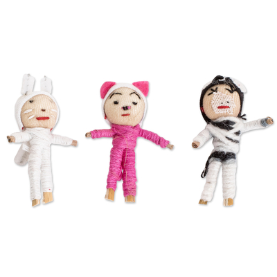 Animal-Themed Folk Art Worry Dolls (Set of 3)