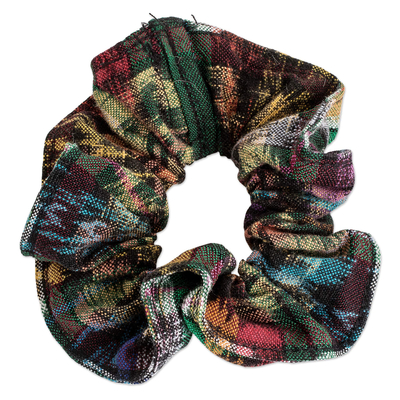 Upcycled cotton scrunchie, 'Colorful Traditions' - Multicolor Scrunchie Made from Upcycled Cotton in Guatemala