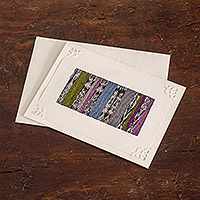 Cotton-accented greeting card, 'Sweet Memories' - Blank Greeting Card with Cotton Textile Accent