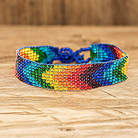 Beaded wristband bracelet, 'Happiness and Color'