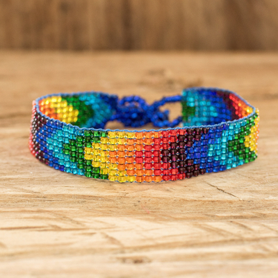 Handcrafted Rainbow Beaded Wristband Bracelet - Happiness and
