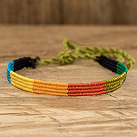 Wristband bracelet, 'Multicolor Friendship' - Handwoven Wristband Bracelet from Guatemala