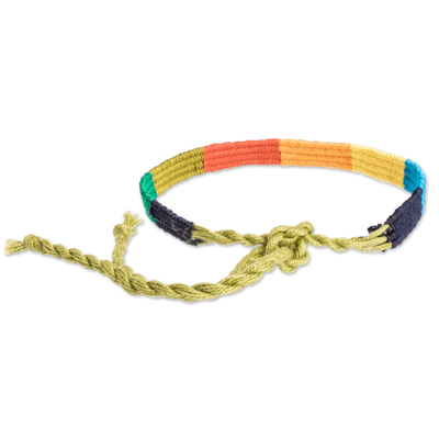 Wristband bracelet, 'Multicolour Friendship' - Handwoven Wristband Bracelet from Guatemala