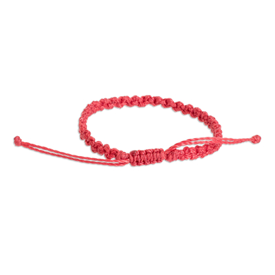 Macrame bracelet, 'Knot Uncommon in Red' - Handcrafted Unisex Macrame Bracelet