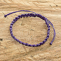 Macrame bracelet, 'Knot Uncommon in Purple' - Artisan Crafted Macrame Wristband Bracelet