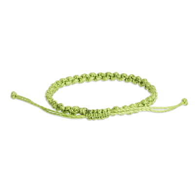 Macrame bracelet, 'Knot Uncommon in Kiwi' - Artisan Crafted Bright Green Macrame Wristband Bracelet