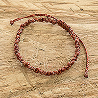 Macrame bracelet, 'Knot Uncommon in Rust' - Handcrafted Unisex Macrame Bracelet