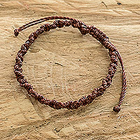 Macrame bracelet, 'Knot Uncommon in Chestnut' - Artisan Crafted Macrame Wristband Bracelet