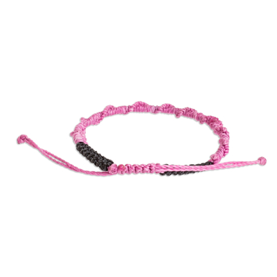 Macrame bracelet, 'Ripple Effect in Pink' - Handmade Macrame Bracelet from Guatemala