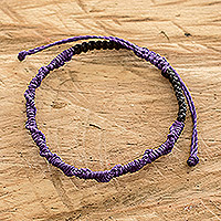Macrame bracelet, 'Ripple Effect in Purple'