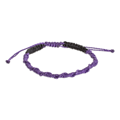 Macrame bracelet, 'Ripple Effect in Purple' - Guatemalan Artisan Crafted Macrame Bracelet