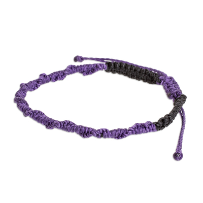 Macrame bracelet, 'Ripple Effect in Purple' - Guatemalan Artisan Crafted Macrame Bracelet
