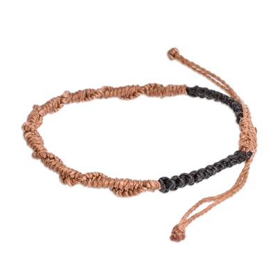 Macrame bracelet, 'Ripple Effect in Tan' - Handmade Macrame Bracelet from Guatemala