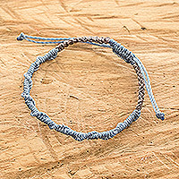 Macrame bracelet, 'Ripple Effect in Sky' - Handmade Light Blue Macrame Bracelet from Guatemala