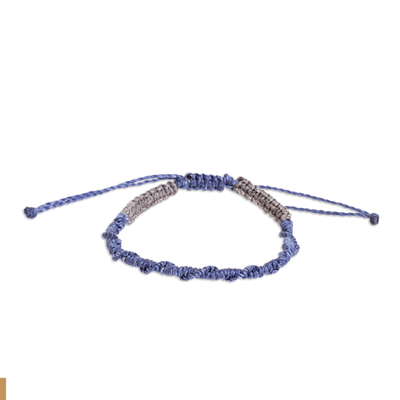 Macrame bracelet, 'Ripple Effect in Periwinkle' - Handmade Macrame Bracelet