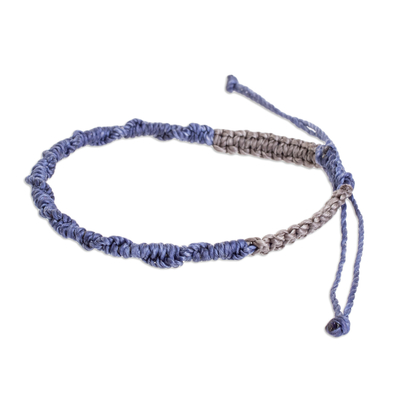 Macrame bracelet, 'Ripple Effect in Periwinkle' - Handmade Macrame Bracelet