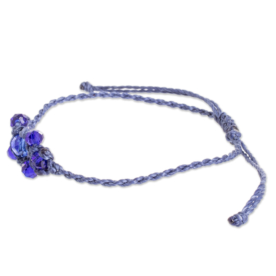 Beaded macrame bracelet, 'Oniric Glow' - Blue Beaded Macrame Bracelet from Guatemala