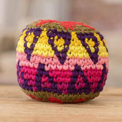 Hacky-Sack aus Baumwolle - Handgestrickter mehrfarbiger Baumwoll-Hacky-Sack aus Guatemala