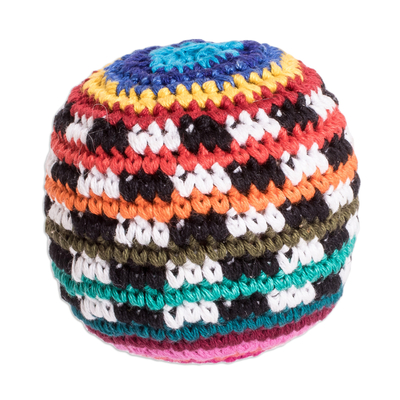 Cotton knit hacky sack, 'Fun on the Run' - Hand Knit Cotton Hacky Sack Footbag