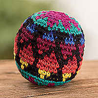 Cotton hacky sack, 'Colorful Globe' - Hand Crocheted Multicolor Cotton Hacky Sack from Guatemala