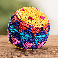 Cotton knit hacky sack, 'Mountain Colors' - Multicolored Cotton Footbag from Guatemala