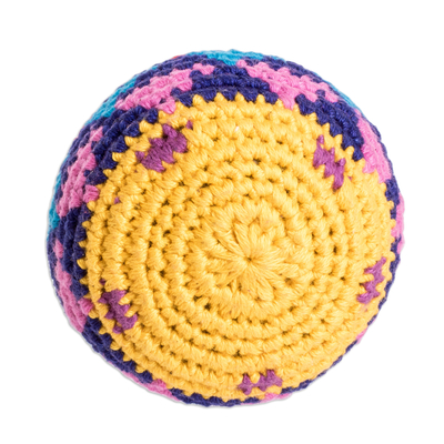 Saco hacky de punto de algodón - Footbag de algodón multicolor de Guatemala