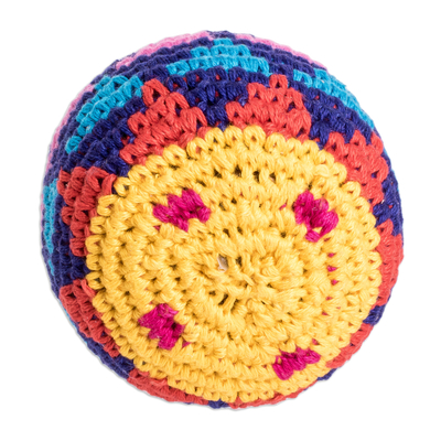 Cotton knit hacky sack, 'Mountain colours' - Multicoloured Cotton Footbag from Guatemala