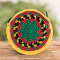 Cotton coin purse, 'Colors of My Homeland' - Crocheted Multicolor Cotton Coin Purse from Guatemala