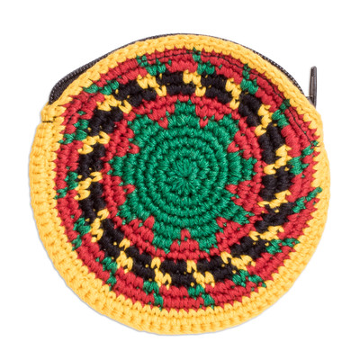Crocheted Multicolor Cotton Coin Purse from Guatemala