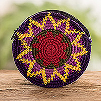 Cotton coin purse, 'Shining Star' - Crocheted Multicolor Cotton Coin Purse from Guatemala