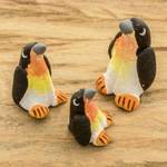 Ceramic figurines, 'Penguin Reunion' (set of 3) - Set of 3 Penguin Ceramic Figurines from Guatemala