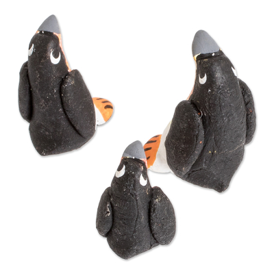 Keramikfiguren, (3er-Set) - Set mit 3 Pinguin-Keramikfiguren aus Guatemala
