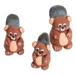 Ceramic figurines, 'Beaver Family'  (Set of 3) - Set of 3 Hand-painted Beaver-themed Ceramic Figurines