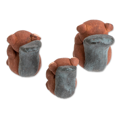 Figuras de cerámica, (juego de 3) - Juego de 3 figuritas de cerámica con temática de castor pintadas a mano