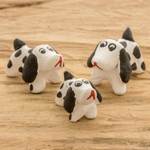 Ceramic figurines, 'Dalmatian Family' (set of 3) - Set of 3 Dalmatian Dog Ceramic Figurines from Guatemala