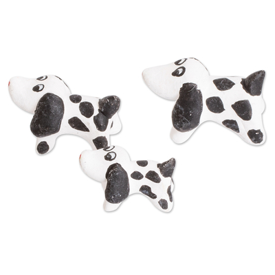 Ceramic figurines, 'Dalmatian Family' (set of 3) - Set of 3 Dalmatian Dog Ceramic Figurines from Guatemala