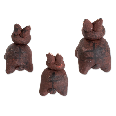 Keramikfiguren, (3er-Set) - Set aus 3 handbemalten Keramikfiguren in Eselform