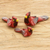 Ceramic figurines, 'Cardinal Family' (set of 3) - Set of 3 Hand-painted Cardinal-themed Ceramic Figurines (image 2) thumbail