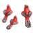 Ceramic figurines, 'Cardinal Family' (set of 3) - Set of 3 Hand-painted Cardinal-themed Ceramic Figurines (image 2c) thumbail