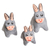 Ceramic figurines, 'Gray Donkey Family' (set of 3) - Set of 3 Hand-painted Gray Donkey Shaped Ceramic Figurines thumbail