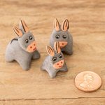 Ceramic figurines, 'Gray Donkey Family' (set of 3) - Set of 3 Hand-painted Gray Donkey Shaped Ceramic Figurines