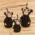 Figuras de cerámica, (juego de 3) - Juego de 3 figuras de cerámica con temática de mono negro pintadas a mano.