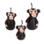 Ceramic figurines, 'Black Monkey Family' (set of 3) - Set of 3 Hand-painted Black Monkey-themed Ceramic Figurines thumbail