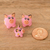 Ceramic figurines, 'Pink Pig Family' (set of 3) - Set of 3 Pink Pig Ceramic Figurines Handcrafted in Guatemala (image 2j) thumbail