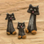 Figuras de cerámica, (juego de 3) - Set de 3 Figuras de Cerámica con Forma de Gato Negro Pintadas a Mano