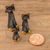 Ceramic figurines, 'Black Cat Family' (Set of 3) - Set of 3 Hand-painted Black Cat-shaped Ceramic Figurines (image 2j) thumbail