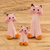 Ceramic figurines, 'Perky Pink Pussycats' (set of 3) - 3 Handcrafted Pink Ceramic Kitty Cat Figurines thumbail