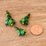 Ceramic figurines, 'Quetzal Family'  (set of 3) - Set of 3 Hand-painted Quetzal-themed Ceramic Figurines